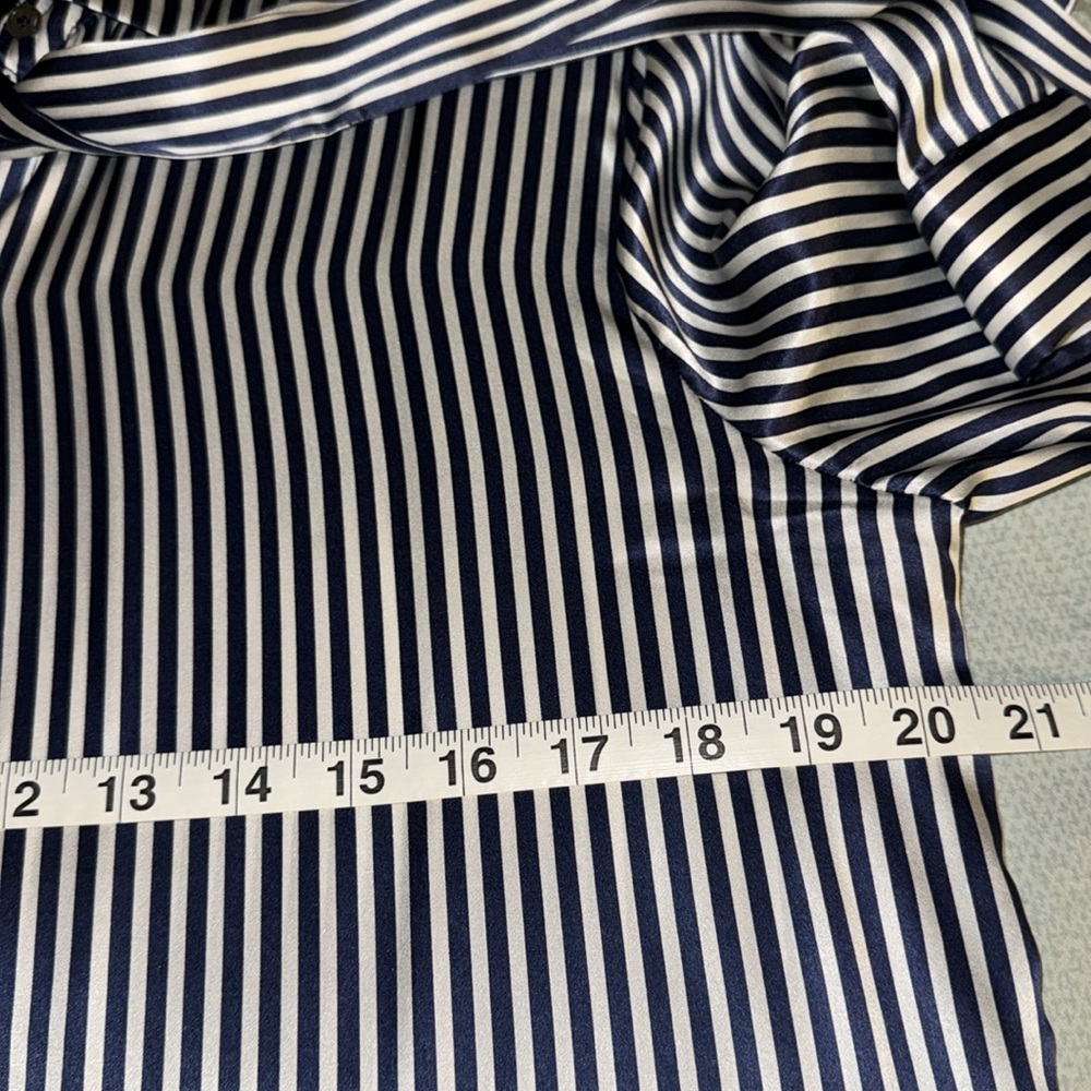 ATM SILK SHIRT DRESS  ANTHONY THOMAS MELILLO
Striped  Charmeuse Midi, Navy - Picture 8 of 8